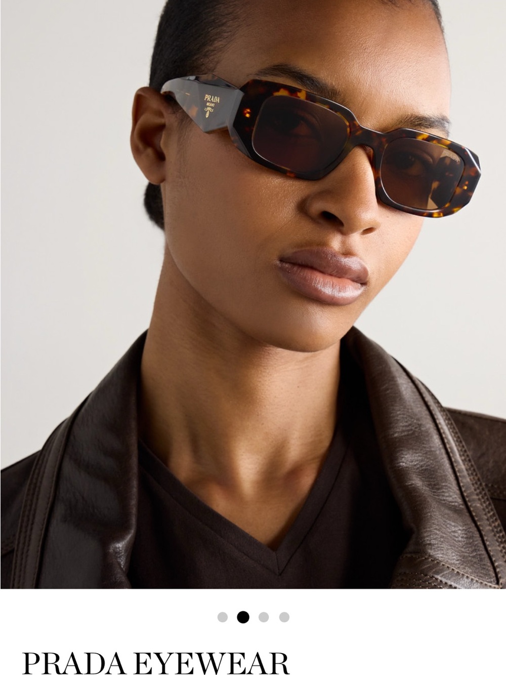 Prada Women’s Tortoiseshell Rectangle Sunglasses - Dark Brown & Black Accents